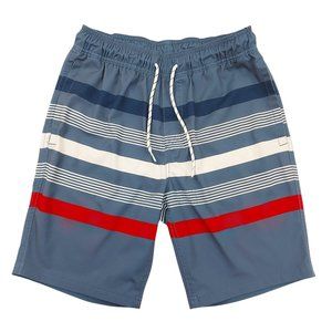 Goodfellow Board Shorts Mens Small Blue Striped Swim Surf Summer Outdoor Beach